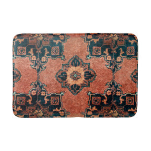 De Bain Tapis Persan Antique Vintage Oriental Terracotta