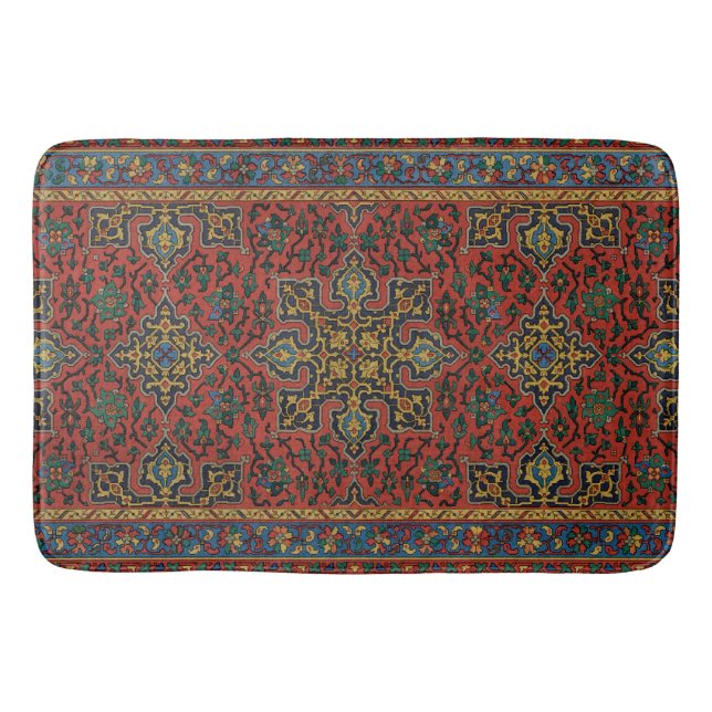 De Bain Tapis Perse Tapis Rouge Bleu classique (Devant)