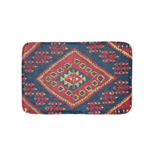 De Bain Tapis turc kilim en tapis rouge bleu antique