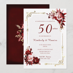 De Boda 50 Aniversario con encaj Vintag Einladung