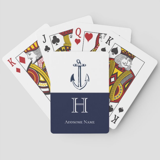 De Cartes Ancre Bleue Marine Côtière Monogramme Jeu (dos)