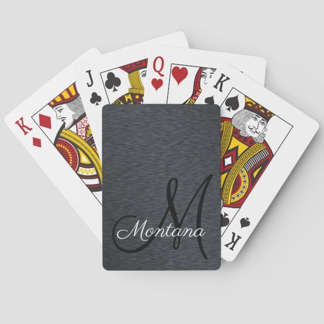 De Cartes Élégant script monographique personnalisé Jeu noir (dos)