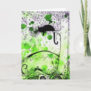 De chat carte de voeux en haut -