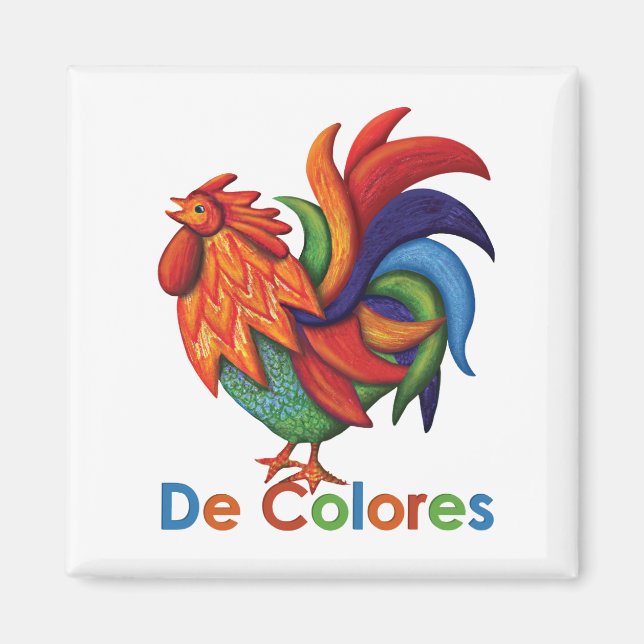 De Colores Rooster Gallery 2" Square Magnet (Vorne)