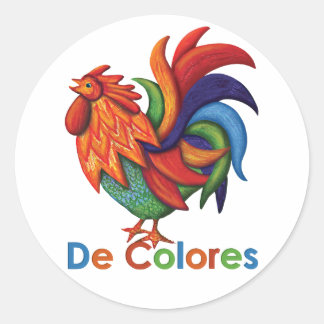 De Colores Rooster Gallo Round Sticker, Matte Runder Aufkleber