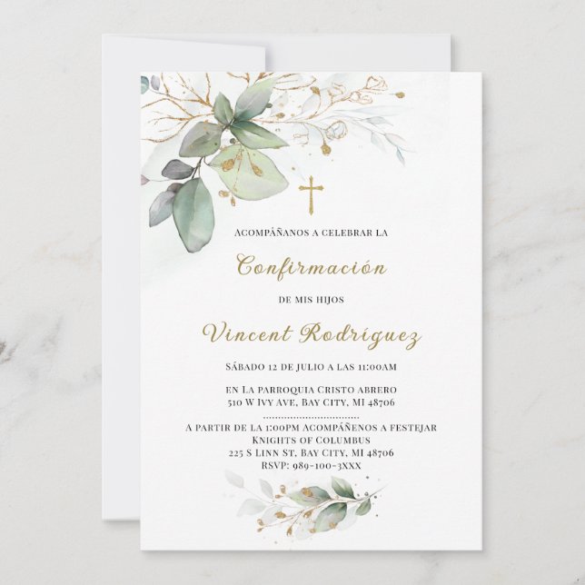 De Confirmación Católica con Diseño Elegante en Ve Einladung (Vorderseite)
