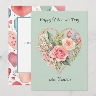 De Correspondance Aquarelle florale Retro Photo Carte Saint-Valentin