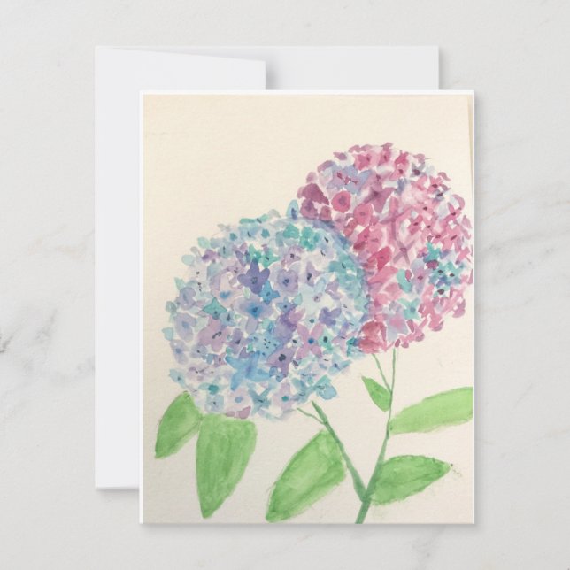 De Correspondance Aquarelle Hydrangea Carte pour notes (Devant)
