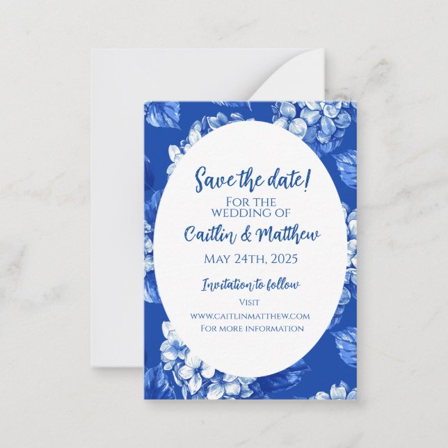 De Correspondance Blue Hydrangeas Enregistrer la carte Date (Devant)