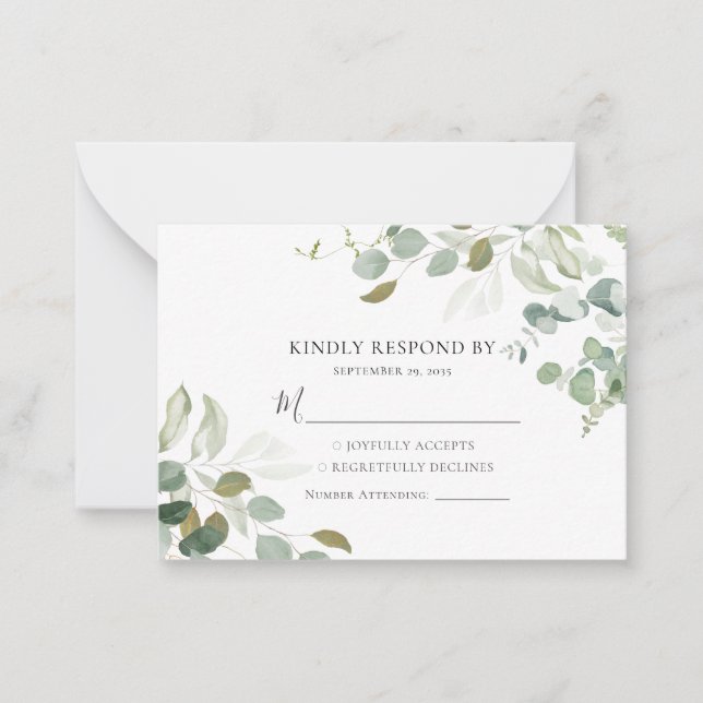De Correspondance BUDGET Eucalyptus Greenery Wedding Carte RSVP (Devant)