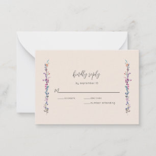 De Correspondance Budget moderne Boho Floral Fleur sauvage carte RSV