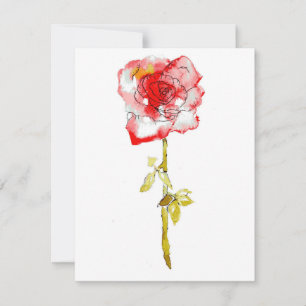 De Correspondance Carte à note plate Rose aquarelle et encre
