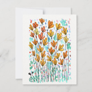 De Correspondance Carte à notes plats Fleurs aquarelles-3 (4,25 po x