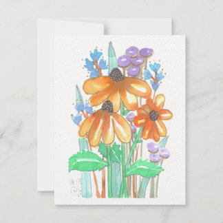 De Correspondance Carte à notes plats Fleurs aquarelles-5 (4,25 po x