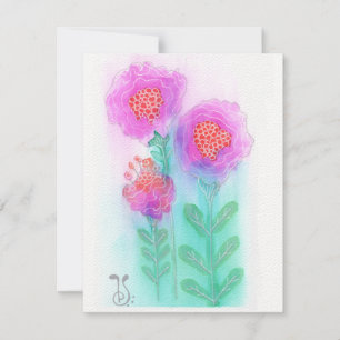 De Correspondance Carte à notes plats Fleurs aquarelles-6 (4,25 po x