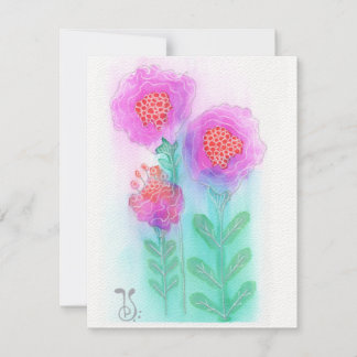 De Correspondance Carte à notes plats Fleurs aquarelles-6 (4,25 po x