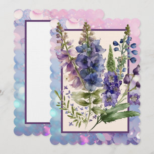 De Correspondance Carte blanche Delphiniums violet et bleue