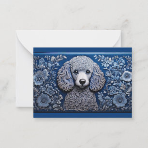 De Correspondance Carte Bleu Tin Folk Art Poodle Note