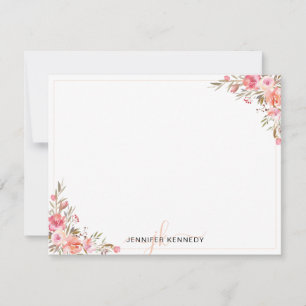 De Correspondance Carte Chic Peach Watercolor Florale Note