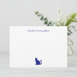 De Correspondance Carte minimaliste Elegant Blue Cat Flat Note