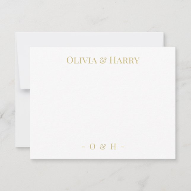 De Correspondance Carte Monogram Elegant Chic Gold White Mariage (Devant)