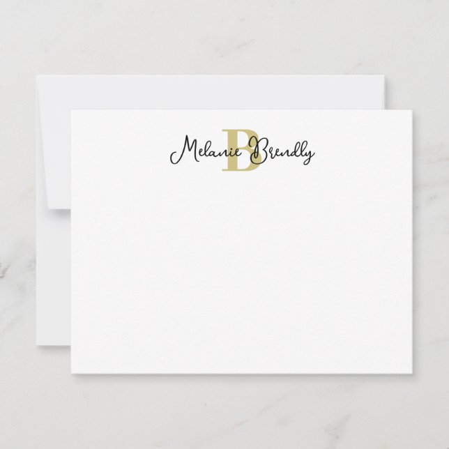 De Correspondance Carte Monogram Elegant Script plat (Devant)