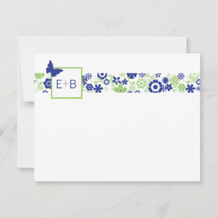 De Correspondance Carte Monogram Navy et Lime Flat Note