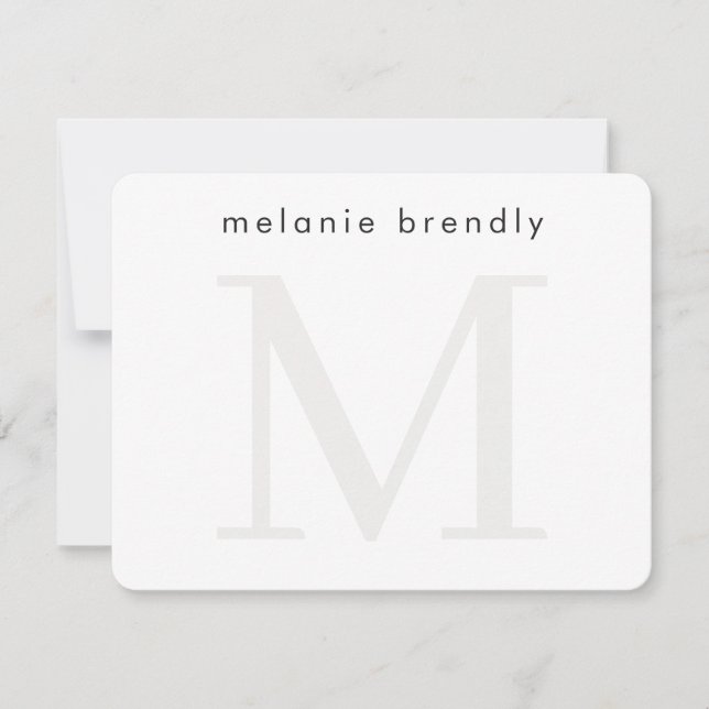 De Correspondance Carte Monogramme moderne minimaliste Silver White  (Devant)