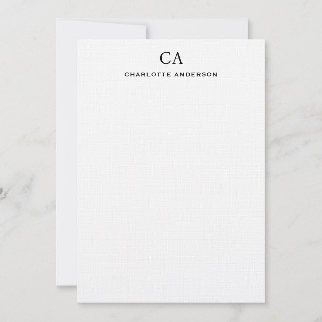 De Correspondance Carte Note Initiale Noir Moderne (Devant)