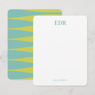 De Correspondance Carte Note Monogramme Bleu et Vert