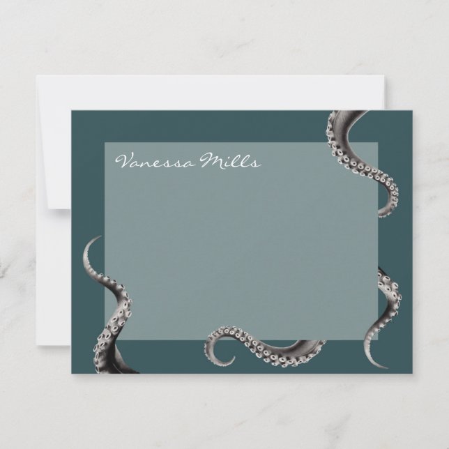 De Correspondance Carte Octopus Turquoise Note (Devant)