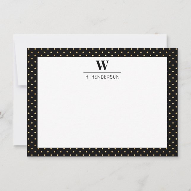 De Correspondance Carte originale Monogramme Faux Gold Note (Devant)