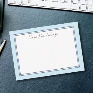De Correspondance Carte simple bleue personnalisée