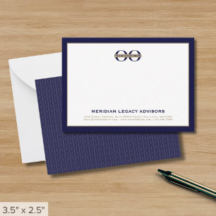 De Correspondance Carte simple Navy Blue Business Note Card avec log