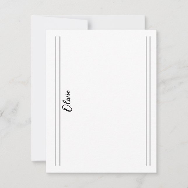 De Correspondance Carte simple Noir Blanc Classique Double Linage No (Devant)