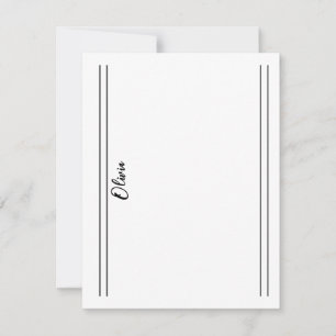 De Correspondance Carte simple Noir Blanc Classique Double Linage No
