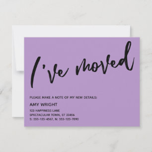 De Correspondance Décontracté J'ai déplacé Purple Nouvelle carte d'a