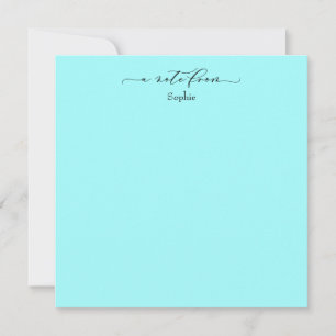 De Correspondance Elégante carte simple "A Note From" en Aqua