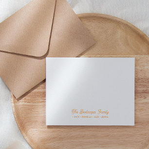 De Correspondance FAMILLE CARTE POUR NOTES papeterie Noms cursifs Or