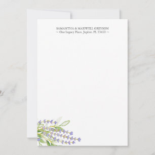 De Correspondance Lavande aquarelle Carte pour notes personnalisée