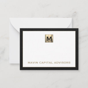 De Correspondance Luxe Carte pour notes Monogramme noir et or