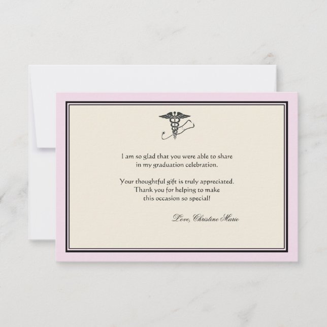 De Correspondance MD Graduation Merci rose Carte pour notes (Devant)