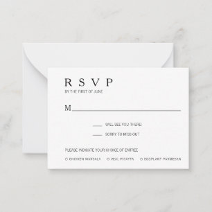 De Correspondance Mini carte RSVP Mariage moderne simple
