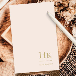 De Correspondance Monogramme Blush Simple Feminine Carte pour notes