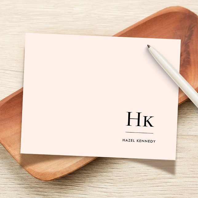 De Correspondance Monogramme Blush Simple Monogramme Carte pour note (Créateur téléchargé)