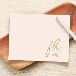 De Correspondance Monogramme Simple Script Chic Blush Social Carte p