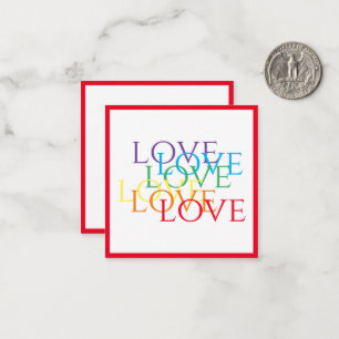 De Correspondance RAINBOUR LOVE 2.5x2.5 Carte plate / Rouge