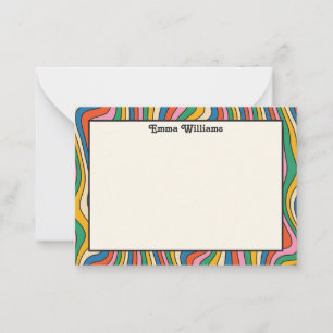De Correspondance Retro Rainbow Nom personnalisé Carte Note moderne