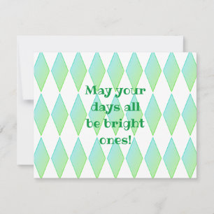 De Correspondance Thème Diamant Vert Carte à Note Plate avec envelop