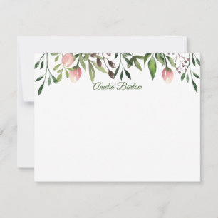 De Correspondance Tulipes et verdure Carte à note plat personnalisée